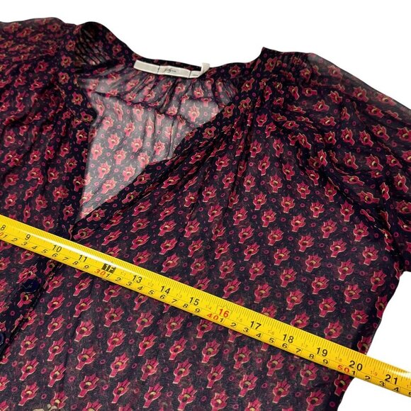 Whimsigoth Blouse Sz.L 100% Silk Printed Paisley Sheer Peasant Festival Boho - Picture 5 of 11